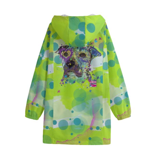 Preview: Leichte Regenjacke Dio - Popart Hundemotiv, 100 % Polyester, Unisex, Staffordshire, AmStaff, Staff, Pitbull, Pit, SOKA, Listenhund